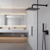 10" SQUARE BLACK SUS 304 RAIN SHOWER HEAD