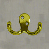 2PCS DOUBLE ROBE HOOK BRASS PLATED